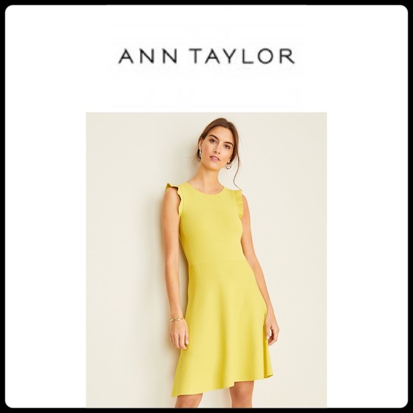 SOLD!! ANN TAYLOR Ruffle Sleeve Flare Sweater Dress || 8 - Picture 1 of 7